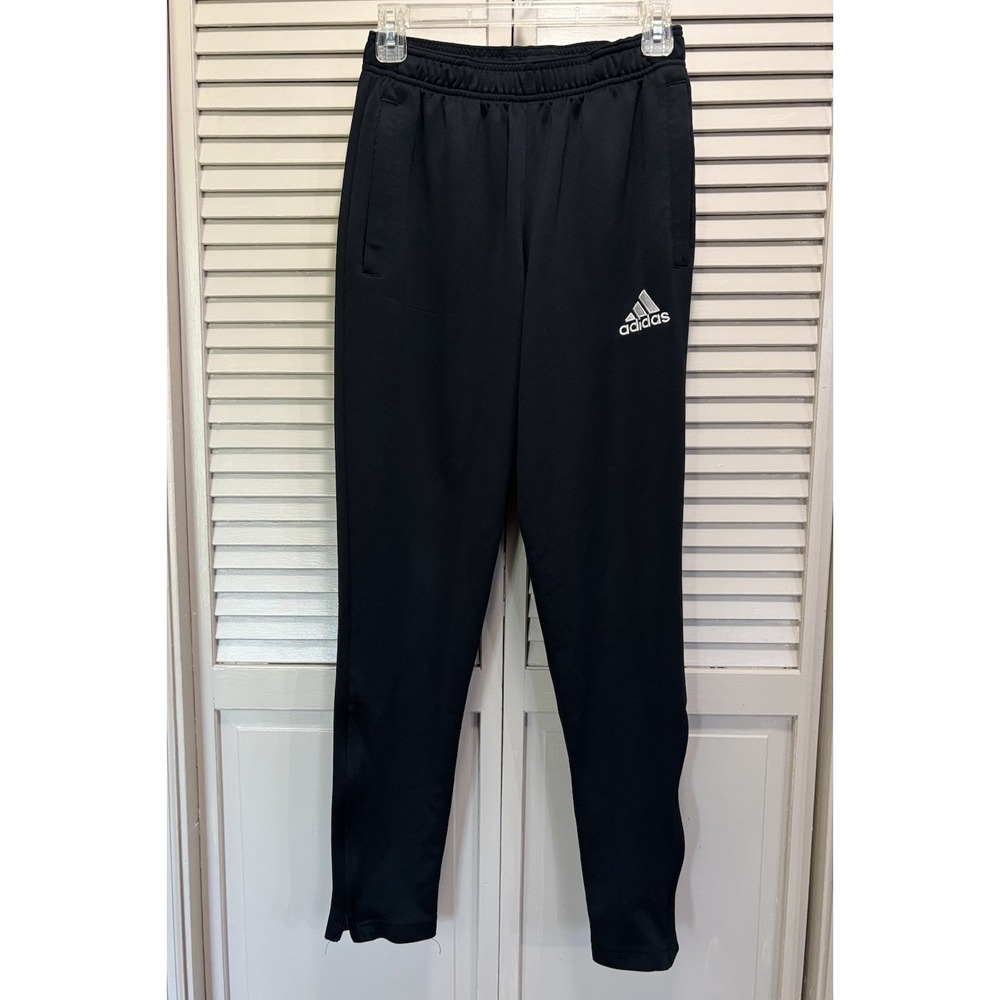 Adidas Womens Sweatpants Climalite Zip Ankle Pockets Sz M Black Active Elastic